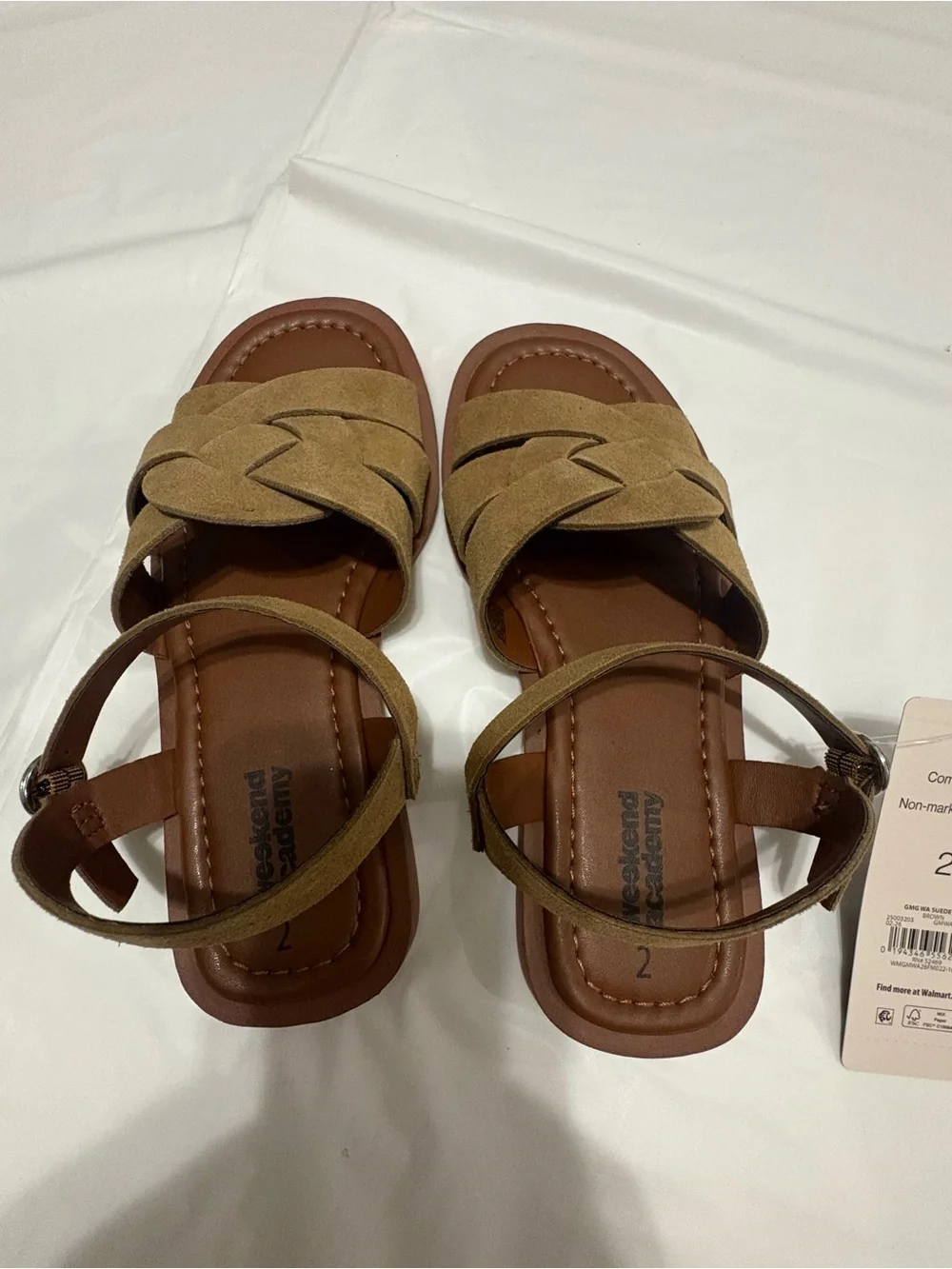 Kids Brown/Tan Braided Strap Sandals